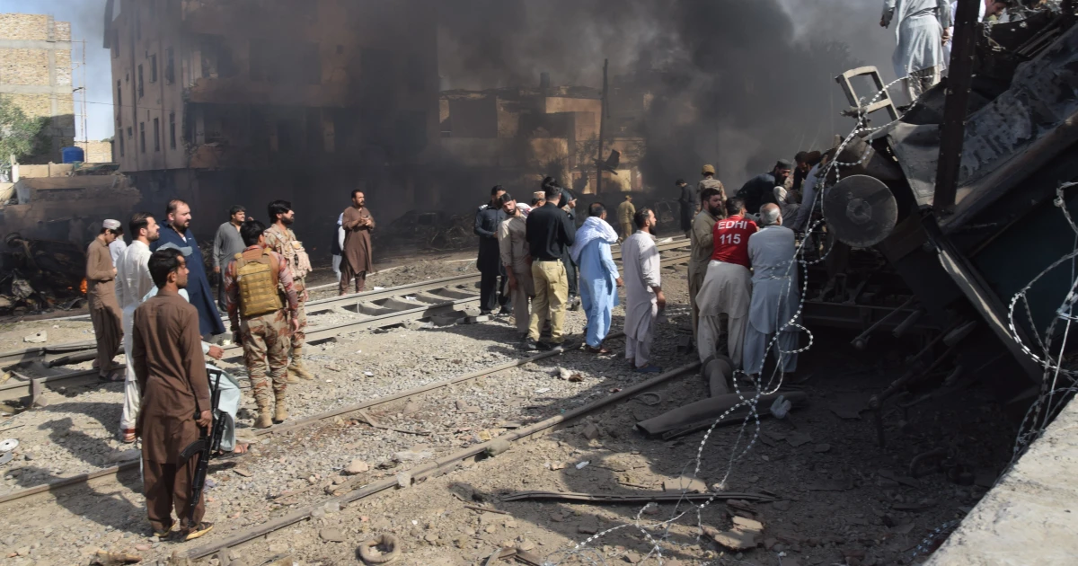 Bomb expoldes near railway track in southwest Pakistan, killing at least 19 people