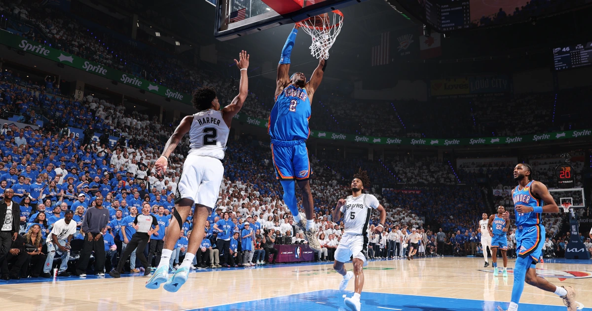 SGA scores 30 as Thunder top Spurs to level West finals