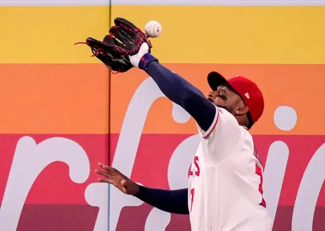 Ball bounces off Angels outfielder Jo Adell’s head for a home run