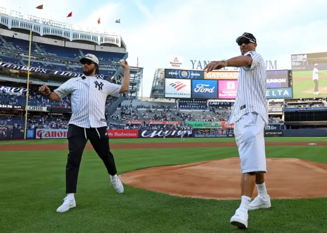 Brunson and Hart throw out first pitches at Yankee Stadium as Knicks celebrate NBA title