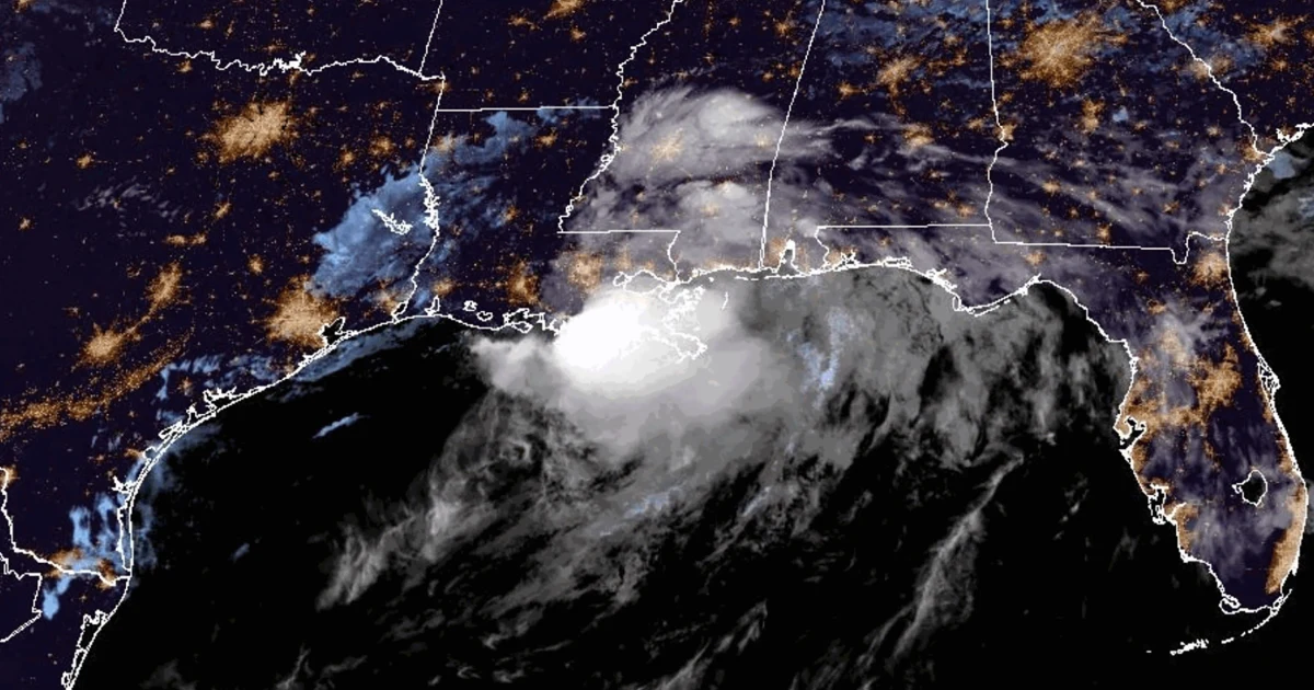 Tropical Cyclone Arthur weakens to a low pressure area along the upper Texas coast