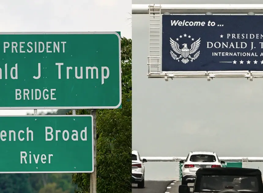 On the same day, a Florida airport and a Tennessee bridge are renamed after Trump