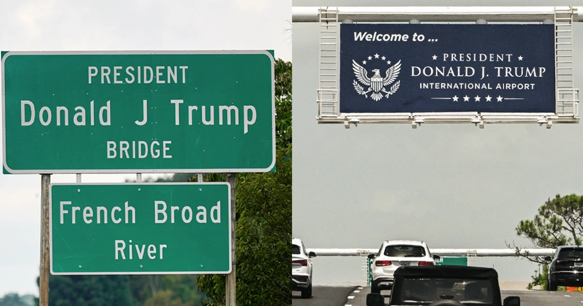 On the same day, a Florida airport and a Tennessee bridge are renamed after Trump
