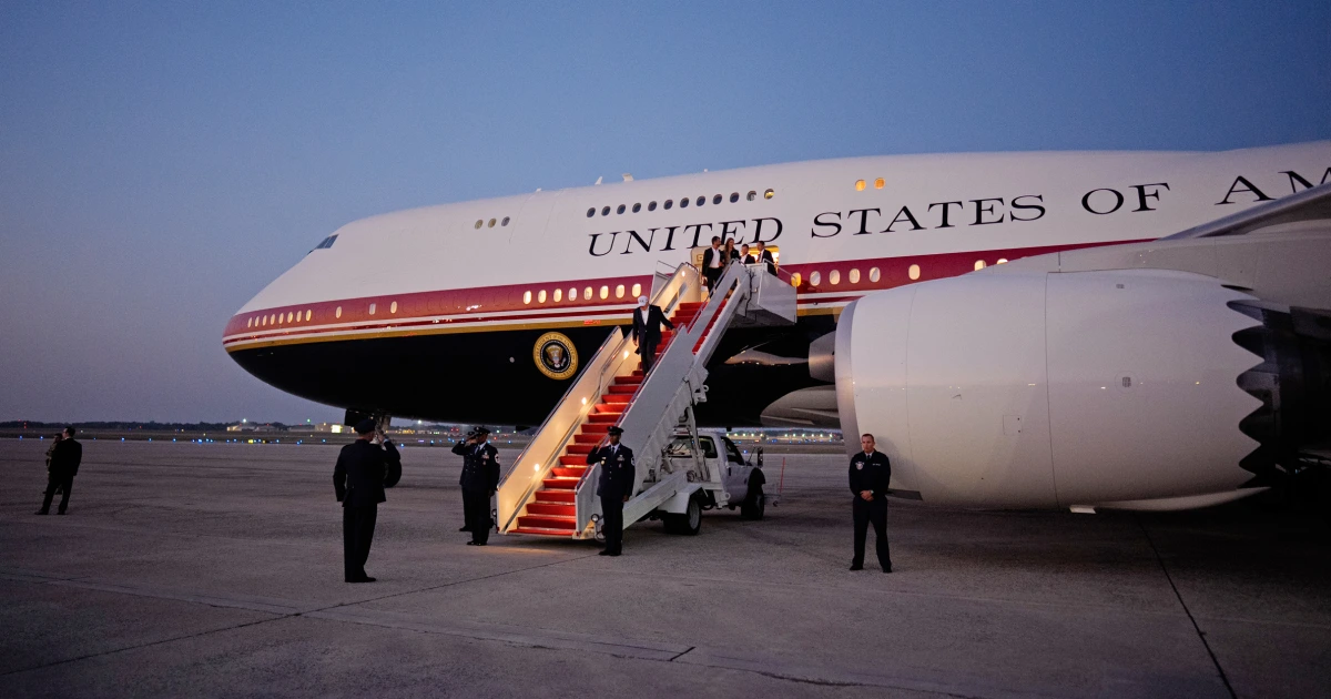 Trump will display an old Air Force One at his library, his son says, leaving Qatari jet’s fate unclear