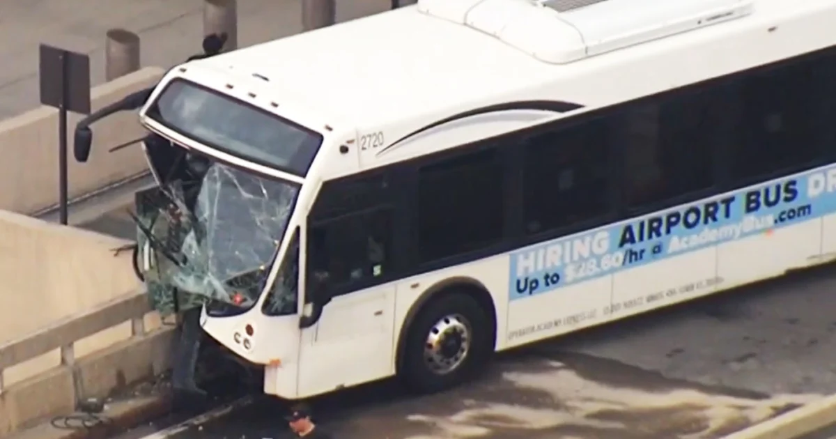 Multiple people hurt as shuttle bus slams into concrete at Newark Airport