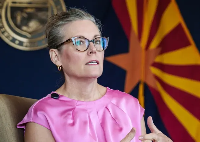 Democratic Gov. Katie Hobbs leans into a GOP-friendly message in battleground Arizona