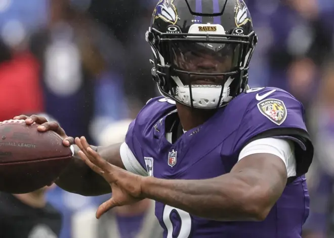 Ravens quarterback Lamar Jackson exits game vs. Titans with ankle injury