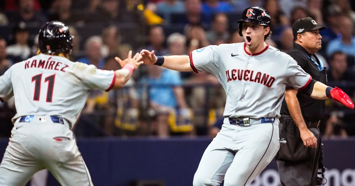 Chase DeLauter and José Ramírez lead the Guardians to a 7-3 win over the Rays in Game 1 of the ALCS